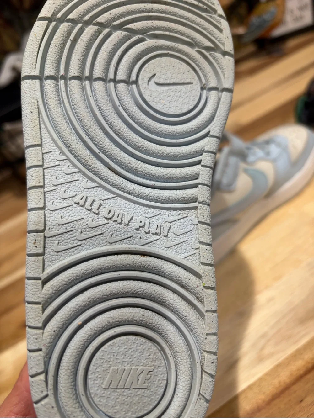 Nike Kids Light Blue and White Velcro Sneakers